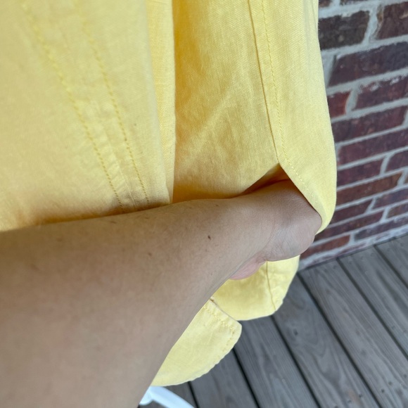 Kim Rogers Yellow Linen Blend 3/4 Sleeve Open Top Size  Petite Large - Picture 4 of 10